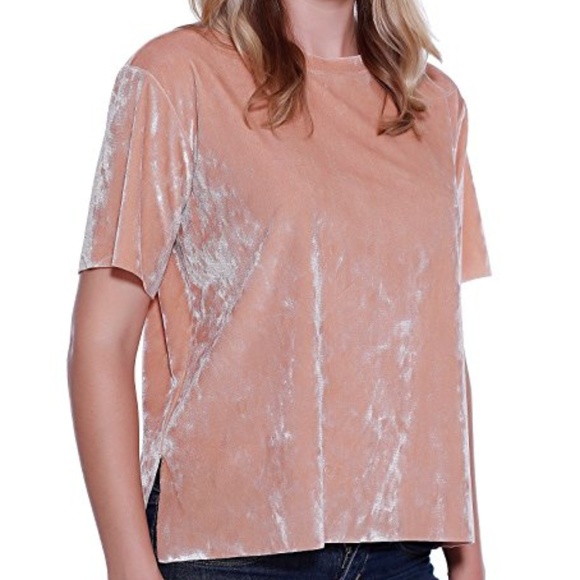 Tops - *WORN ONCE Crushed Velvet Nude Shirt